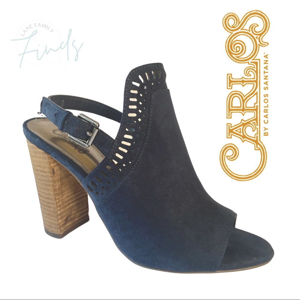 Carlos Santana - Navy Suede Chunky Heel Sandal - Sz: 9